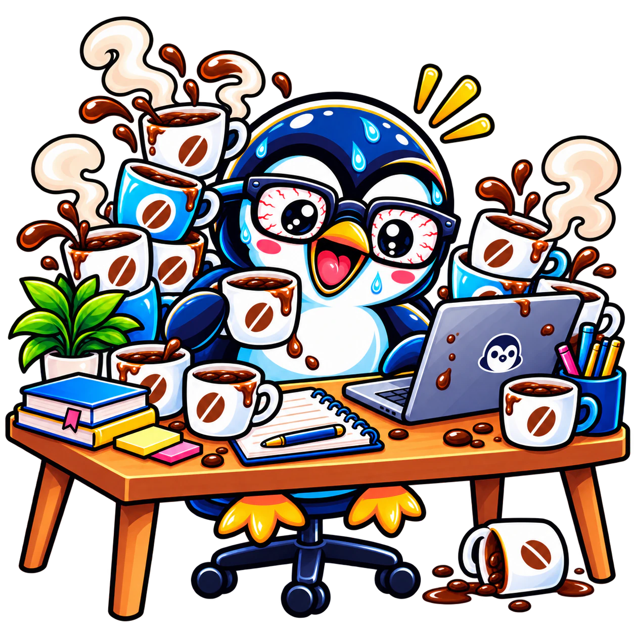4–8h work, 11+ coffees