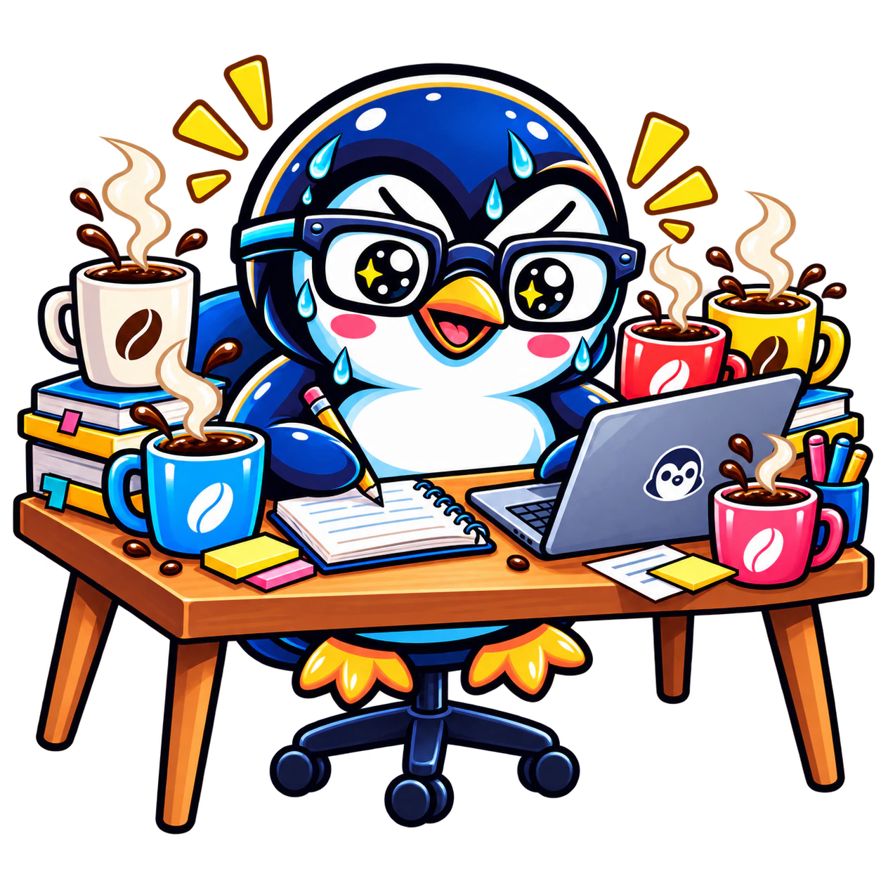 4–8h work, 8–10 coffees